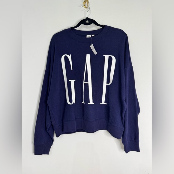 NWT GAP Classic Logo Fleece Batwing Sleeve Fall Warm Winter Crewneck Sweater L - Picture 2 of 8